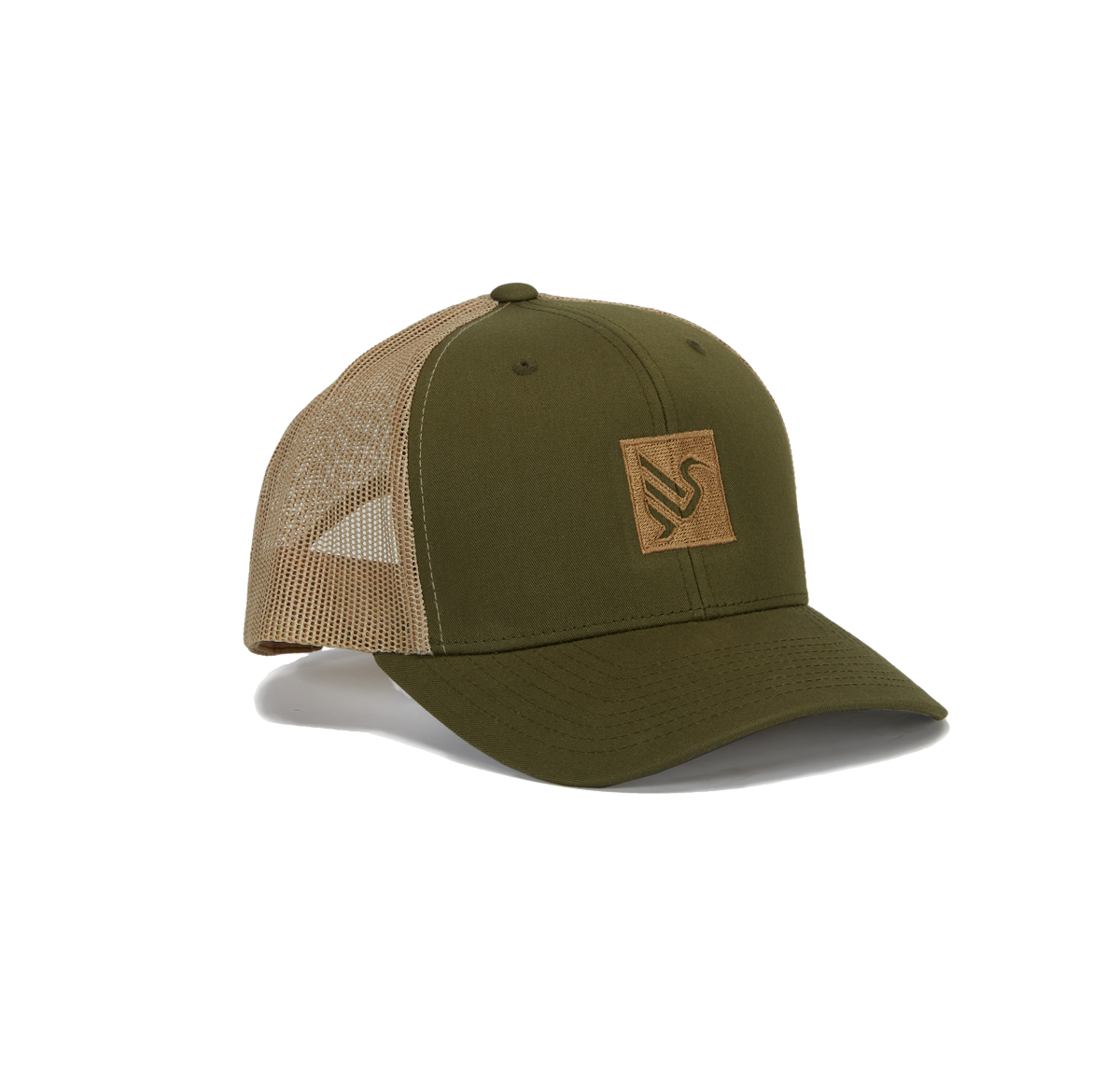 Trucker Hat Shield - Olive w/Sand