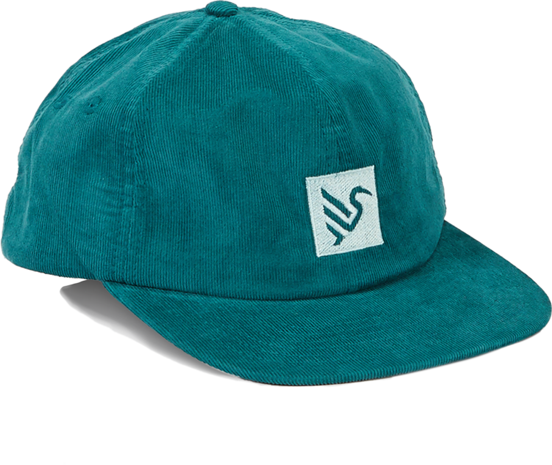 6 Panel Micro Corduroy Shield Hat - Teal