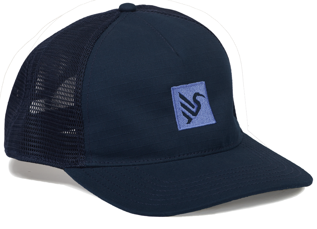 5-Panel Trucker Hat Shield - Midnight Blue w/Blue